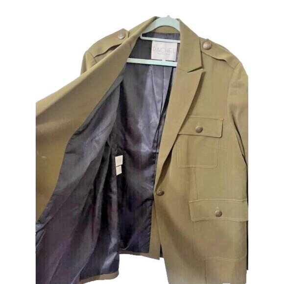 Rachel Roy Military Style Army Green Blazer Jacket Plus Size 18W - Picture 8 of 8